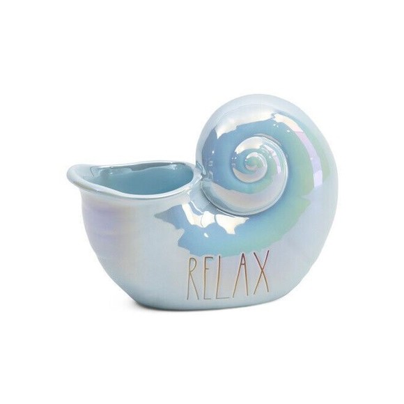 Rae Dunn Luster Blue “RELAX” Conk Conch Shell New 2022 NIB By Magenta - Picture 1 of 2